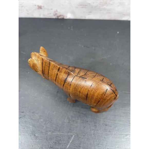 Wood Folk Art Hand Carved Zebra Figurine Sculpture Safari Decor 4.5" - Picture 5 of 8